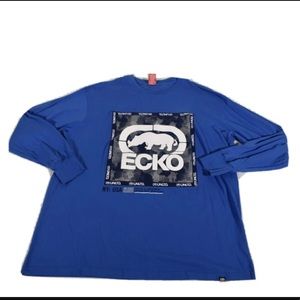 Ecko Unltd Shirt Adult 3XB Blue Spell Out Logo Long Sleeve Preppy Mens
